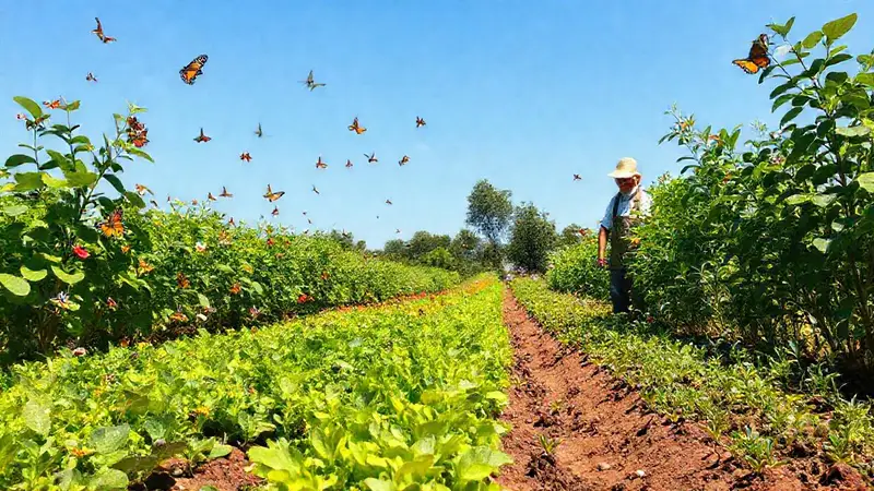 Agricultura orgánica con cultivos y biodiversidad
