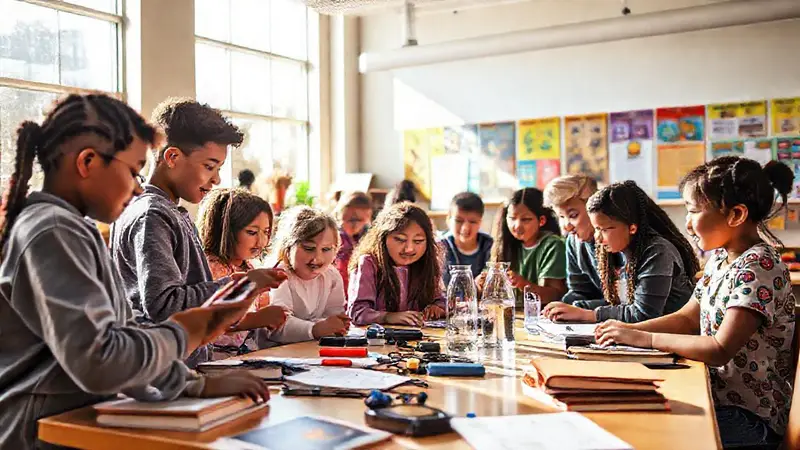 Aula moderna con estudiantes