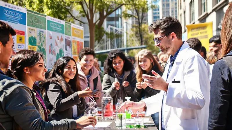 Científico interactúa en un ambiente urbano vibrante