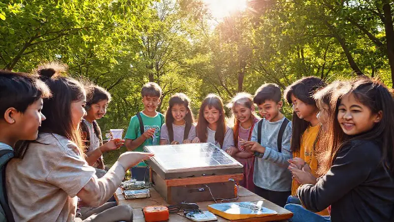Estudiantes aprenden sobre energías renovables al aire libre