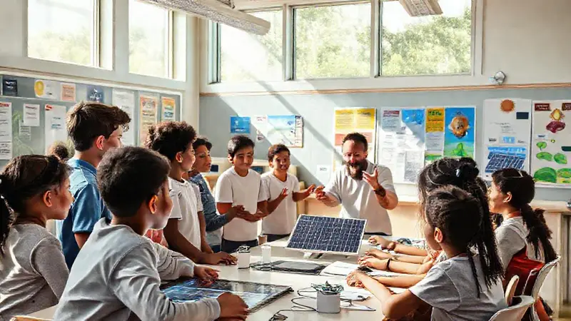 Estudiantes colaboran en un aula sostenible e innovadora