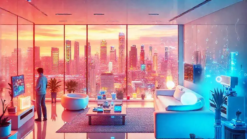 Hogar inteligente con dispositivos IoT interconectados