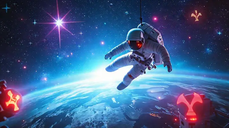 Astronauta en el espacio con tecnología médica