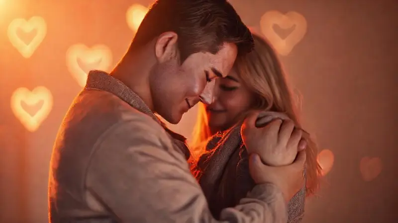 Pareja abrazándose en un momento íntimo