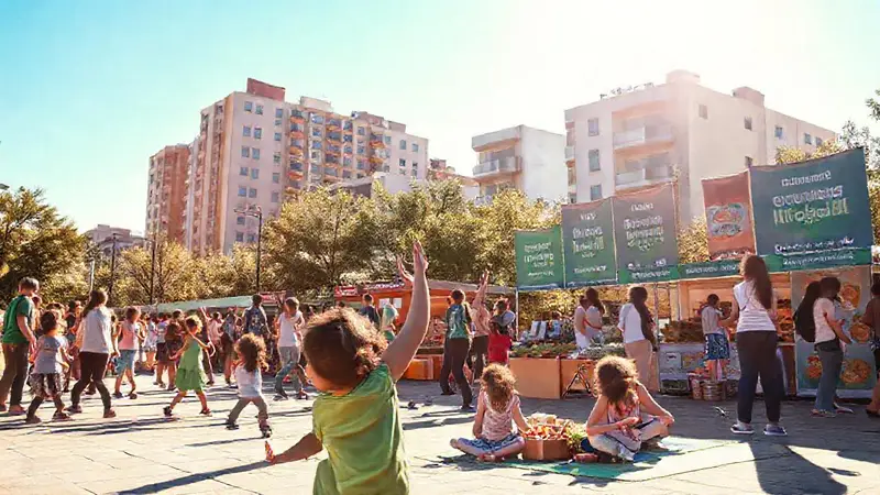 Comunidad diversa disfruta actividades saludables al aire libre