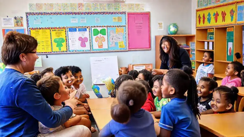 Clase alegre sobre vacunación y salud comunitaria