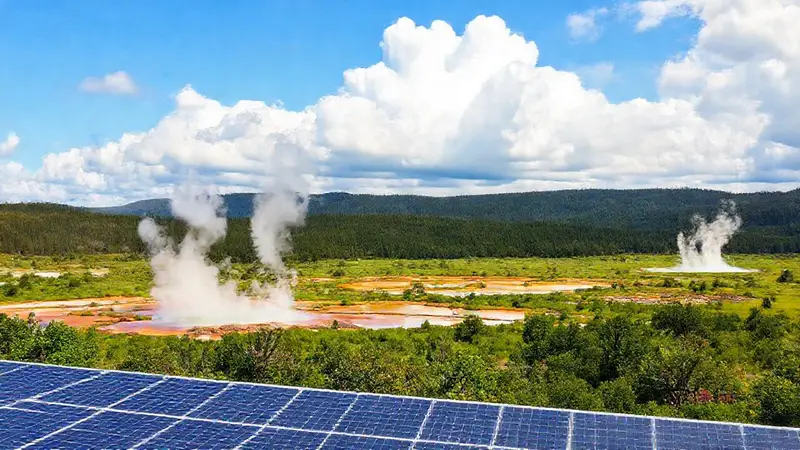 Planta geotérmica en armonía con la naturaleza