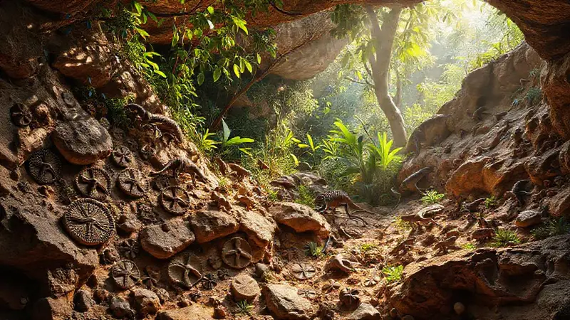 Fósiles en un paisaje de historia rica