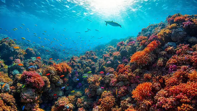 Arrecife de coral lleno de vida marina