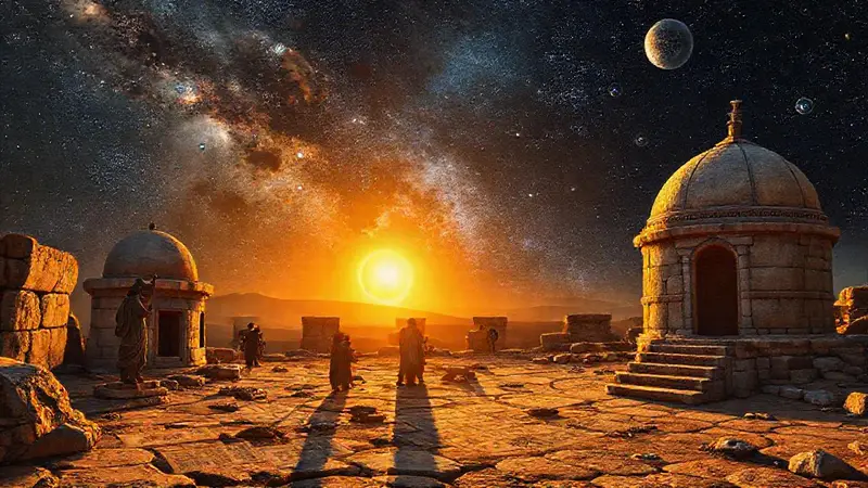 Astrónomos antiguos observan el cielo estrellado