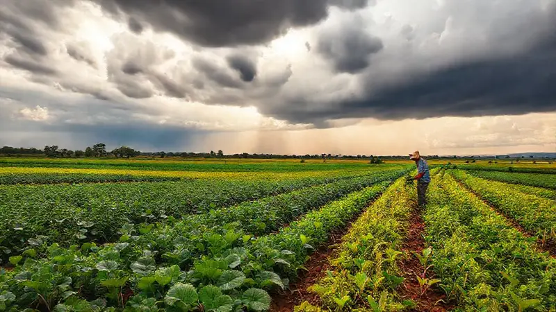 Paisaje agrícola vibrante con esperanza y desafíos