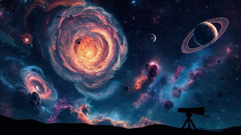 Galaxias y nebulosas bajo un cielo estrellado
