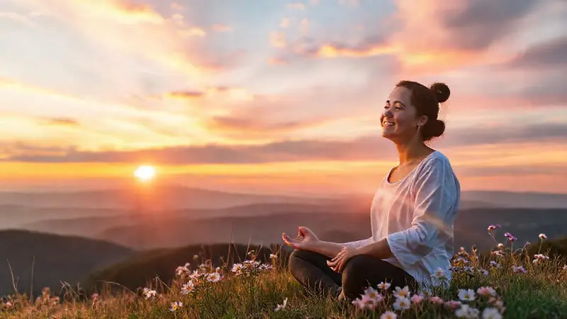 Un amanecer sereno con meditación y paz
