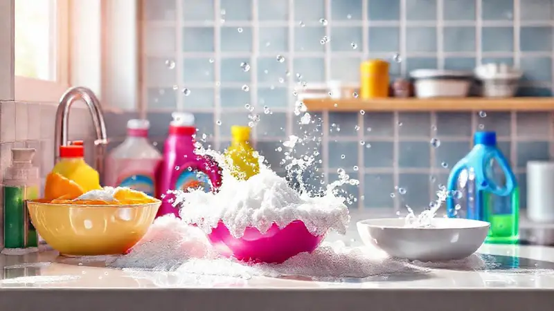Escena de cocina colorida y brillante