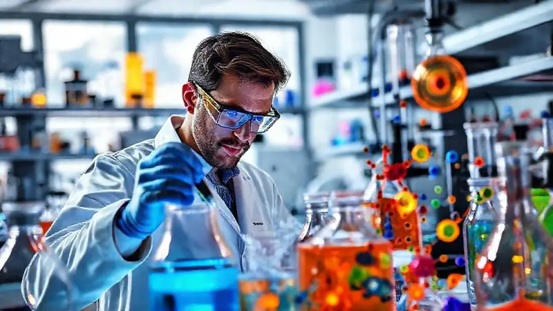 Científico labora con reacciones químicas innovadoras
