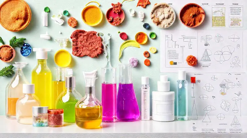 Cosméticos y ciencia en un diseño vibrante