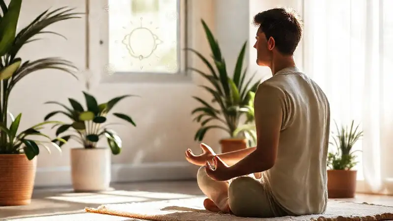 Persona meditando en un espacio sereno