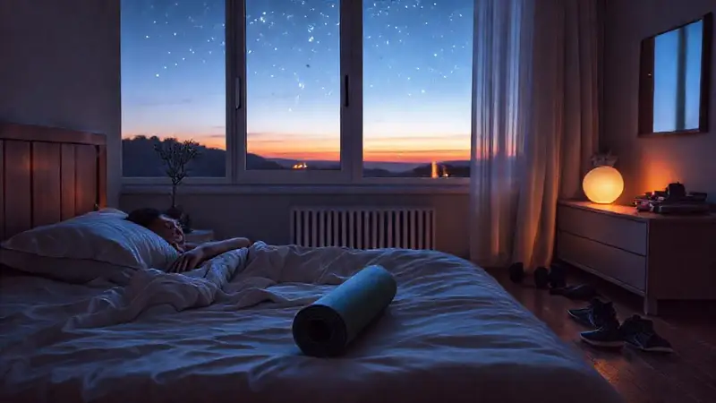 Dormitorio sereno para descanso y ejercicio