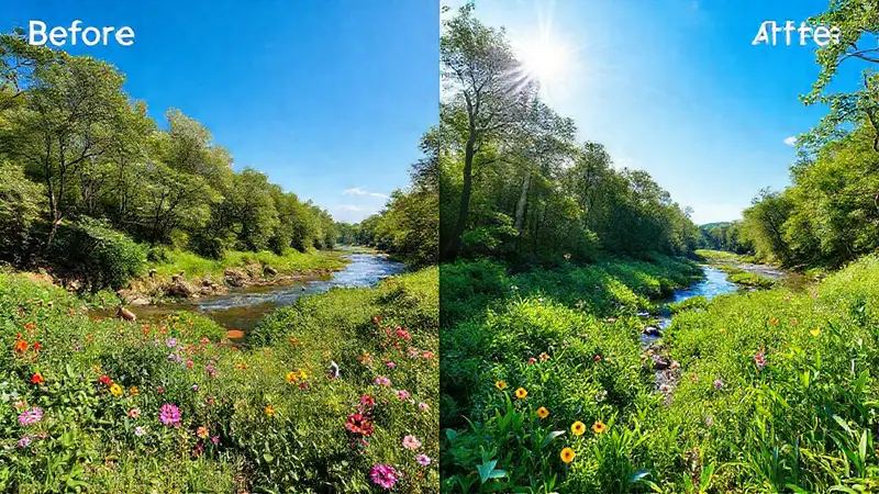 Naturaleza restaurada con vida y diversidad