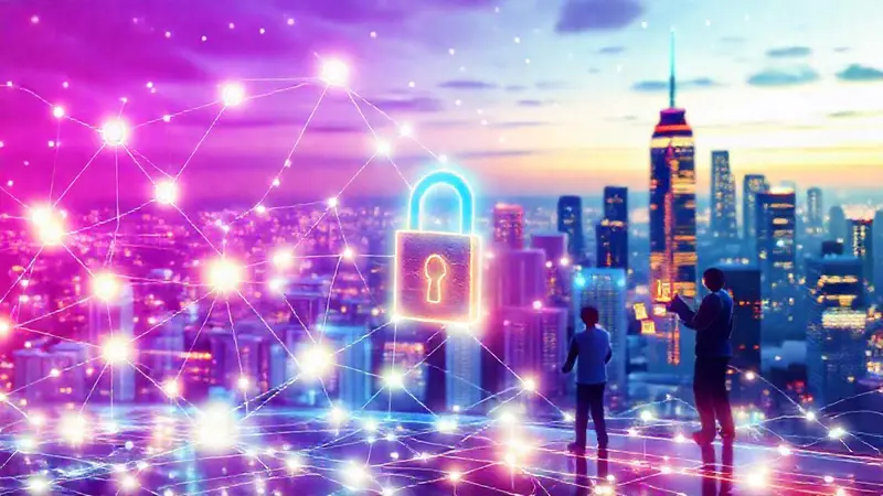 Cierre digital con nodos interconectados y confianza