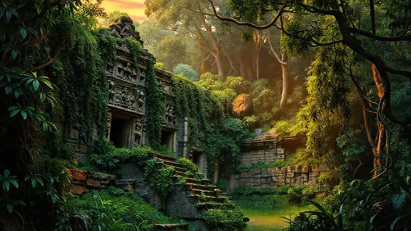 Ruinas mayas rodeadas de jungla y misterio