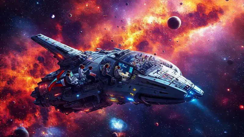 Nave espacial explora el cosmos con científicos