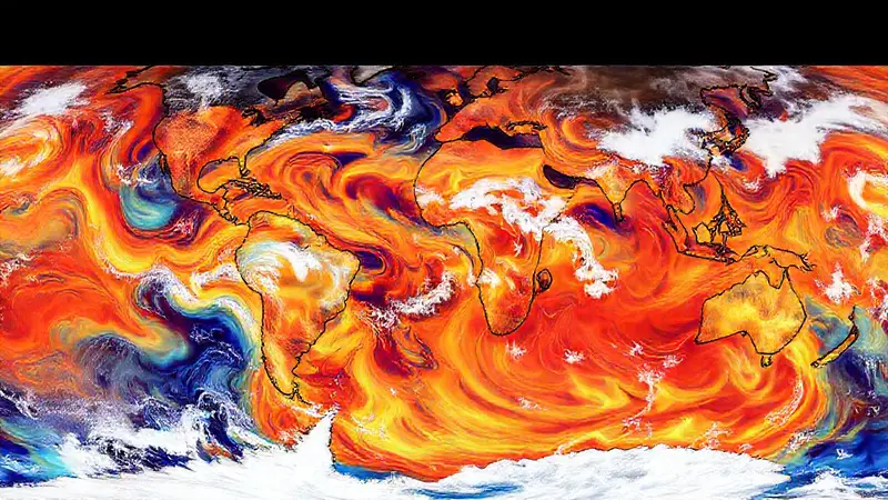 Corrientes oceánicas y patrones climáticos visuales