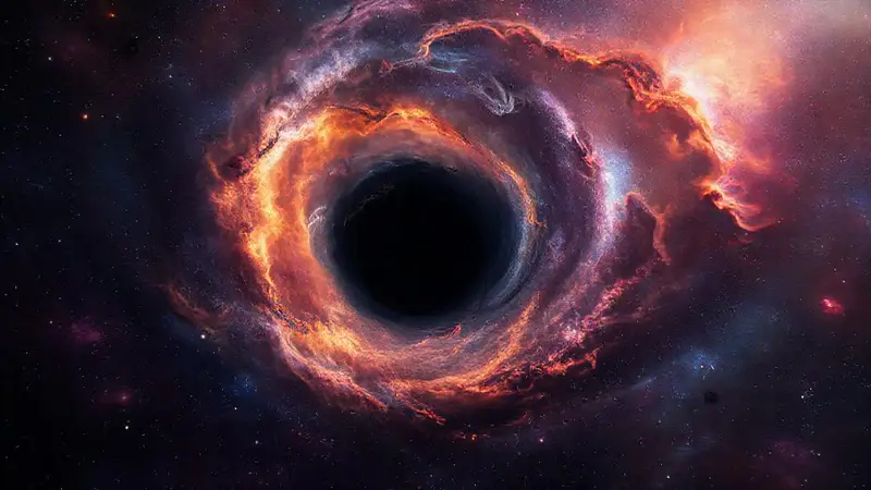 Agujero negro rodeado de gas y estrellas