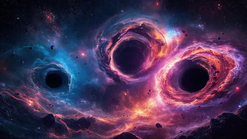 Agujeros negros y galaxias enigmáticas visuales