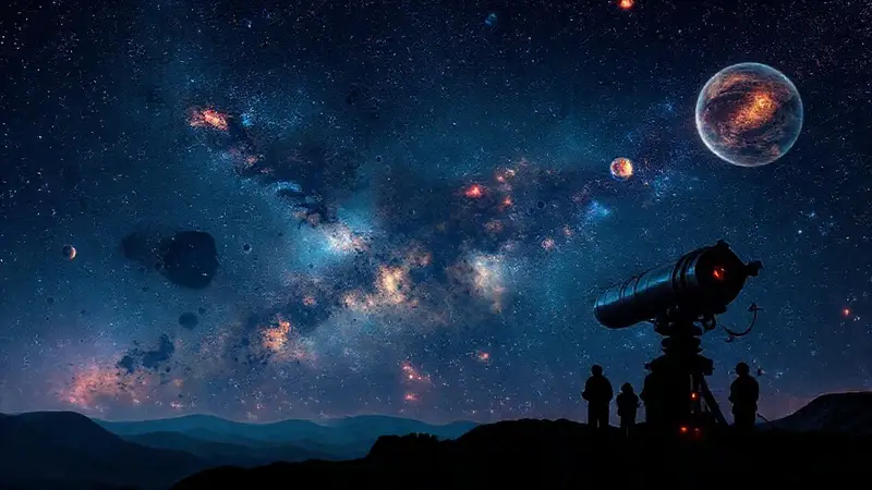 Noche estrellada y exploración cósmica asombrosa