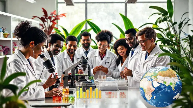 Científicos colaboran en un laboratorio moderno