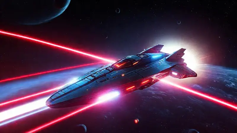 Nave espacial futurista con propulsión láser