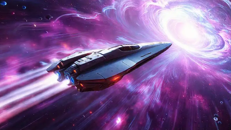 Naves futuristas en un impresionante espacio cósmico