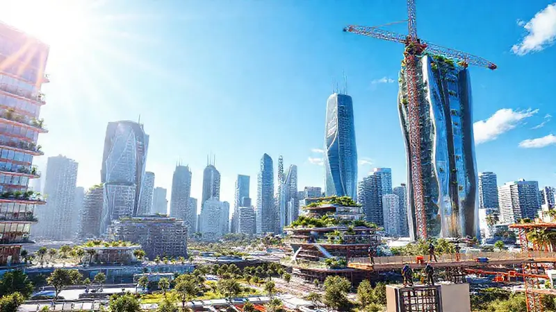 Ciudad moderna con arquitectura innovadora y tecnología