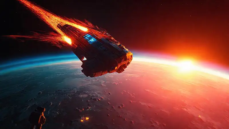 Nave espacial reingresa a Tierra en llamas