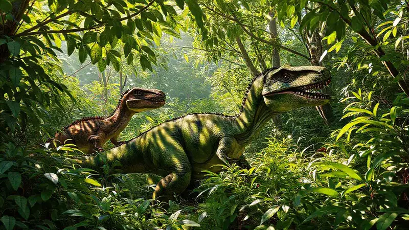 Dinosaurios camuflados en paisajes prehistóricos