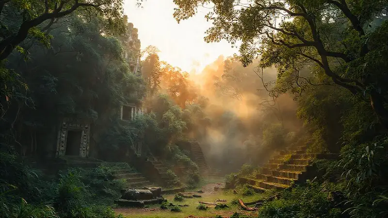 Ruinas mayas misteriosas rodeadas de jungla