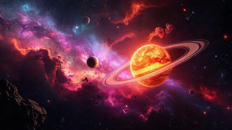 Espectacular vista del vibrante sistema solar