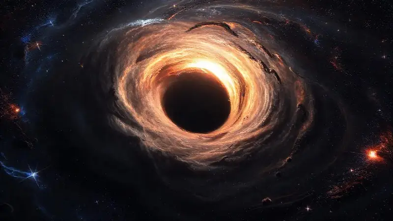 Agujero negro rodeado de estrellas y misterio