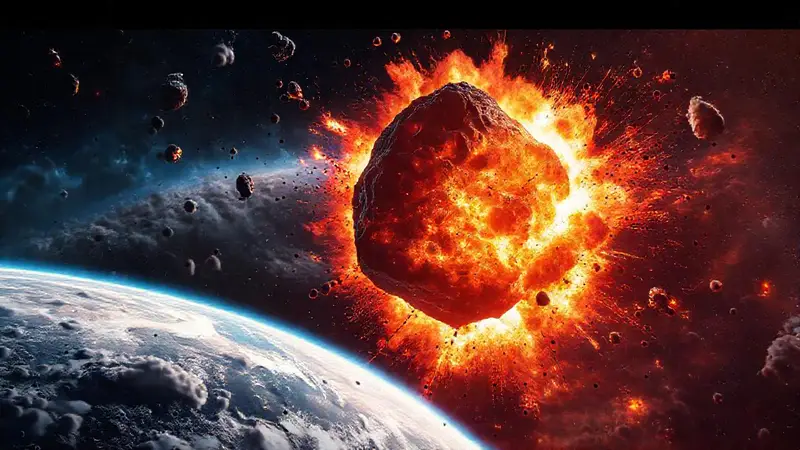 Colisión de asteroides en un universo vibrante
