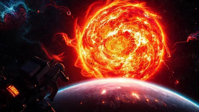 Tormenta solar observada desde una nave espacial