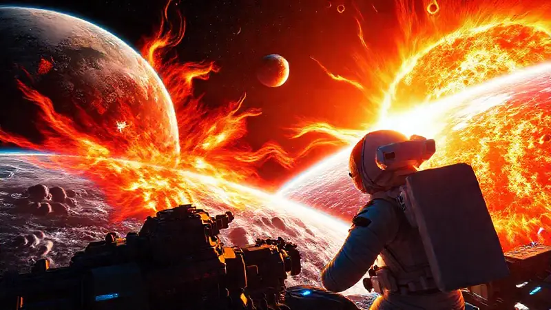 Astronauta observa llamaradas solares desde una nave
