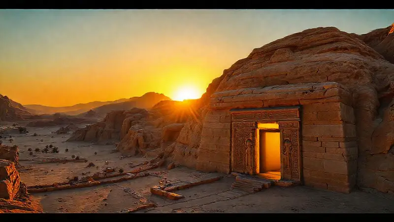 Tumbas doradas y jeroglíficos en Egipto