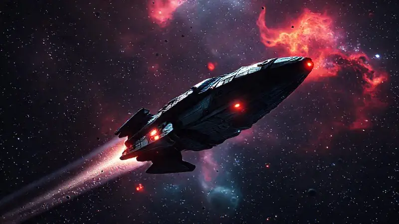 Nave espacial explora un cosmos estrellado y peligroso