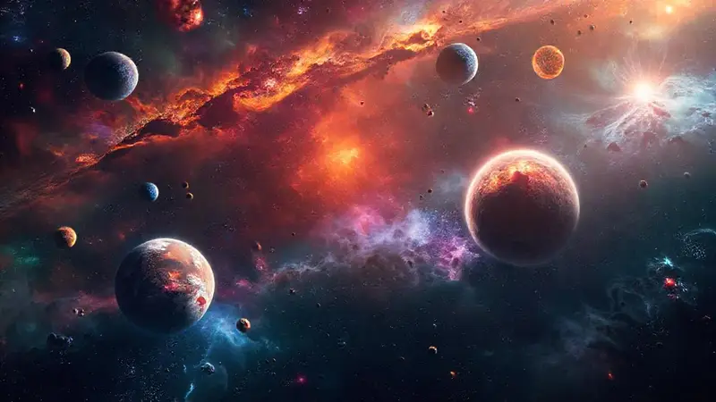 Exoplanetas coloridos en paisajes cósmicos asombrosos