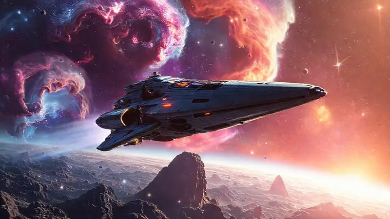Nave espacial explora un cosmos fascinante