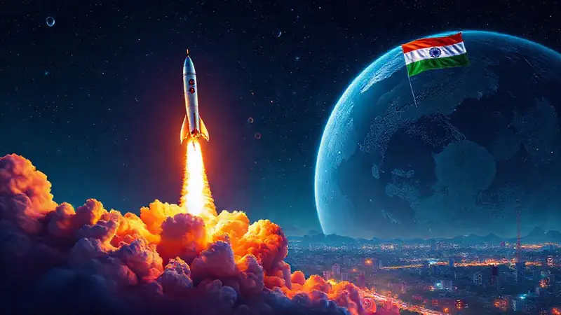 Cohete ilumina el cielo estrellado con innovación