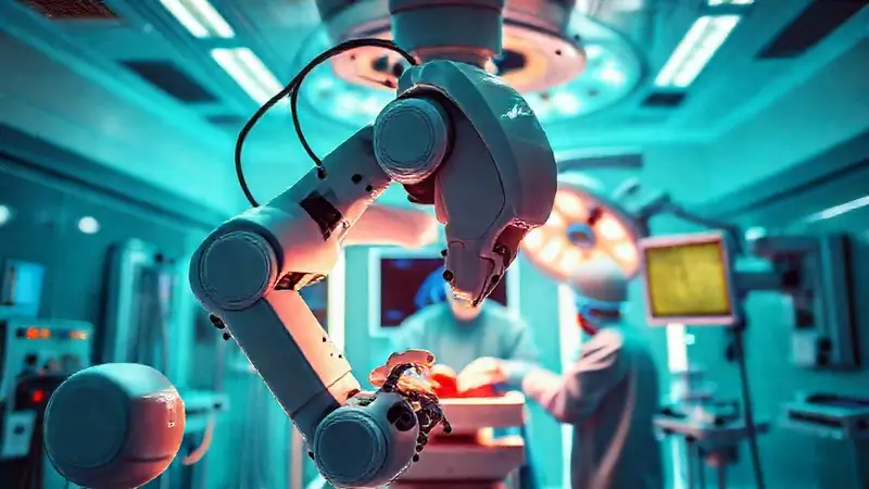 Robot quirúrgico avanzado en sala de operaciones