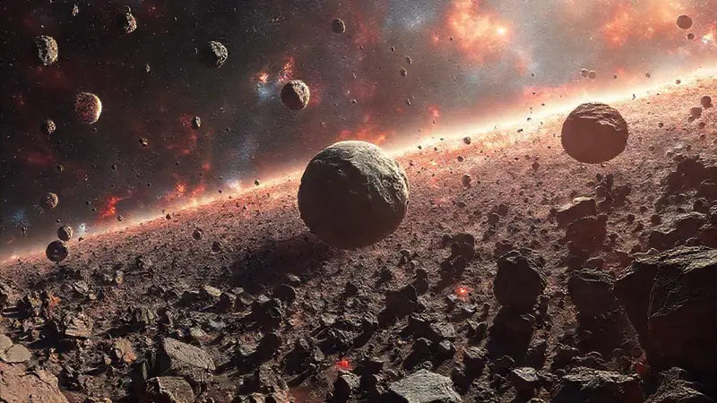 Exploración de asteroides en un vibrante cosmos