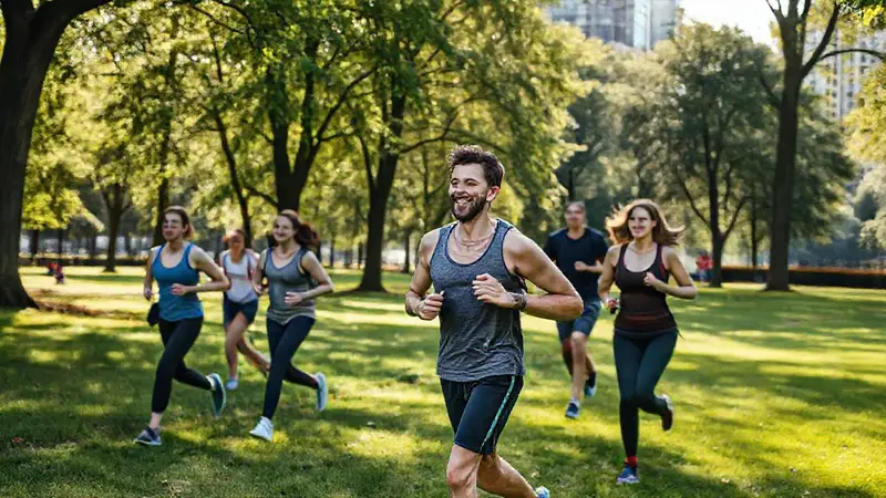 Personas haciendo ejercicio en un parque